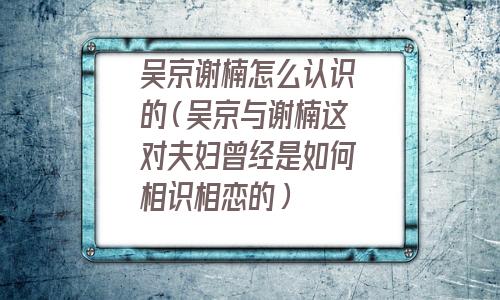 吴京谢楠相识(吴京谢楠怎么开始的)
