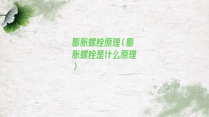 不锈钢膨胀螺丝原理(膨胀螺丝原理)