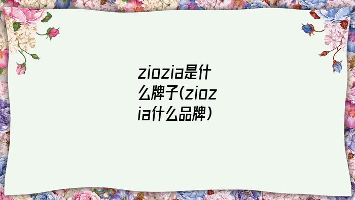 ziozia是什么牌子(ziozia什么品牌)