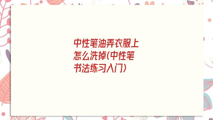 中性笔油弄衣服上怎么洗掉(中性笔书法练习入门)