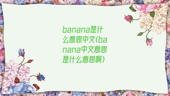 banana是什么意思中文(banana中文意思是什么意思啊)