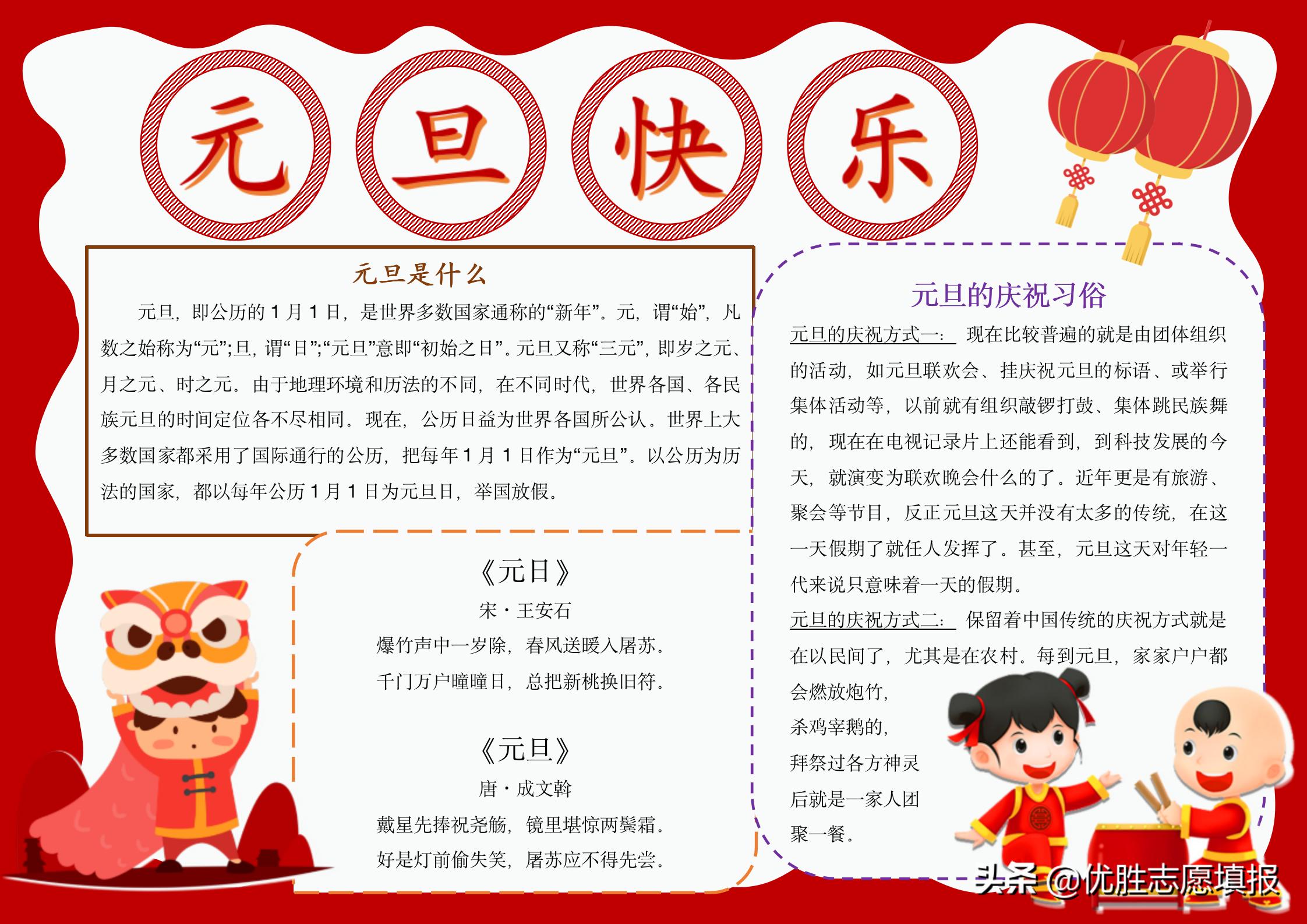 2022欢庆元旦手抄报模板(欢庆元旦手抄报简单又漂亮)