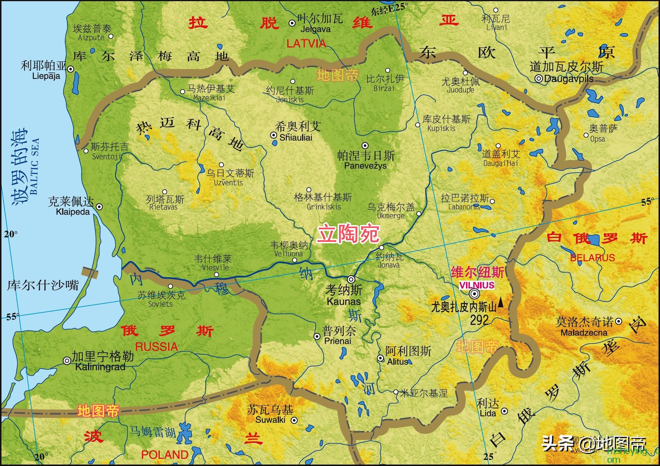 立陶宛面积人口（立陶宛地图上的位置）